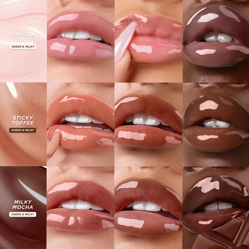 Gisou Nouvelles Couleurs Rouge à Lèvres Glazed Plum Milky Mocha Soin des Lèvres Effet Repulpant Exfoliant Gloss Repulpant
