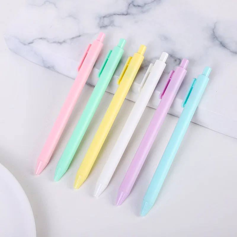 12/60 Pcs Creative Macaron Press Gel Pen 0.5mm Candy Color Small Fresh Simple Student Exam Pen Kids School Supplies