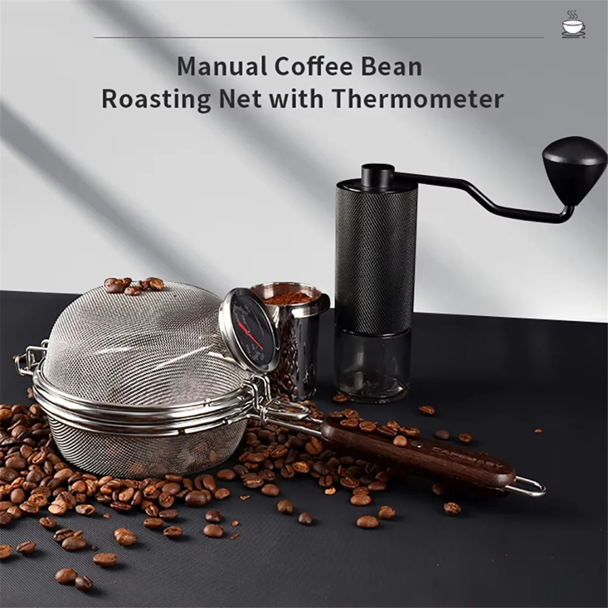 N37R_حميصة قهوة من الفولاذ المقاوم للصدأ مع ميزان حرارة، للاستخدام المنزلي #3