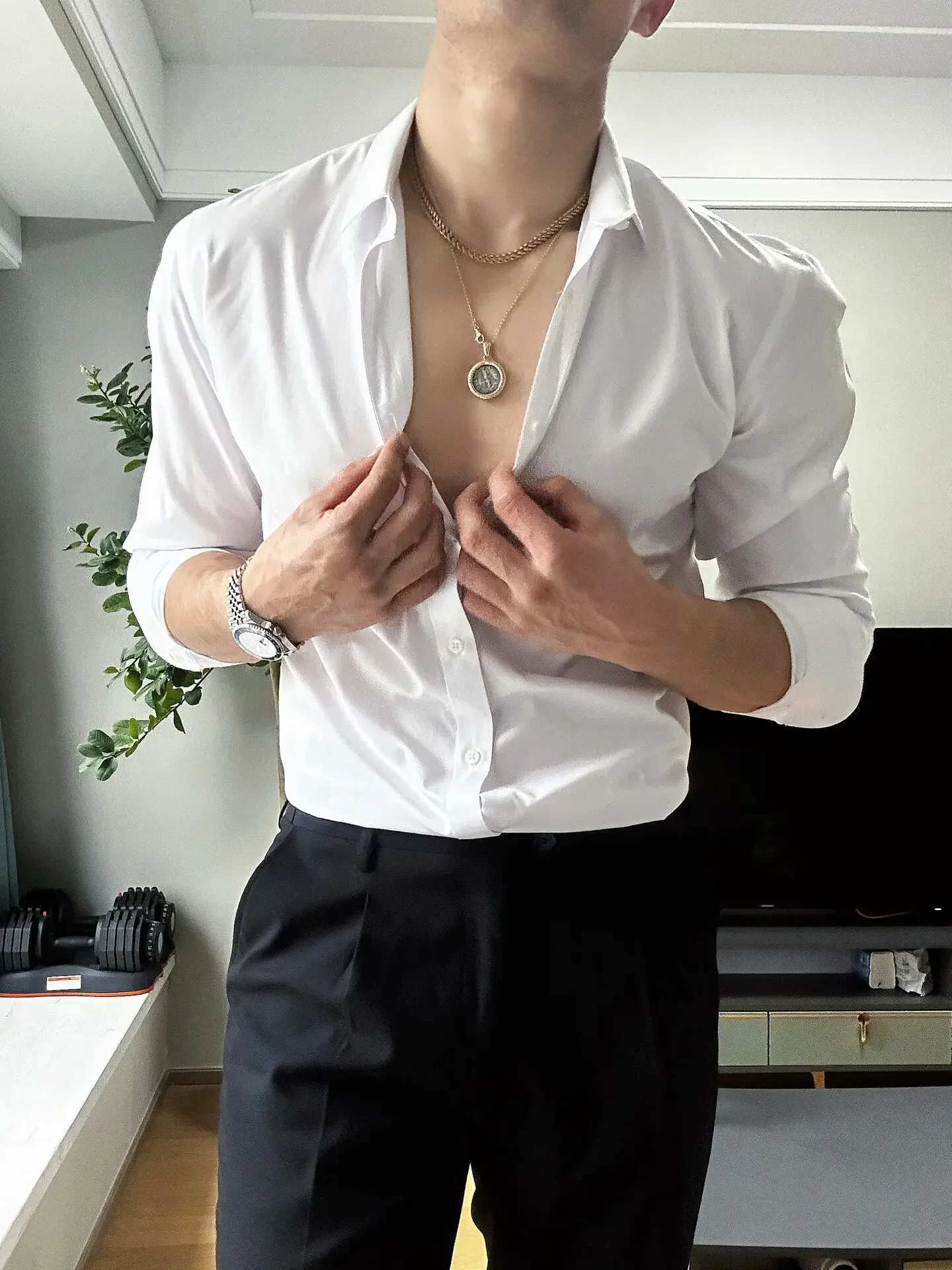 Biała koszula męska wysokiej klasy stylowa koszula z długim rękawem męska wiosna i jesień business casual plus size top