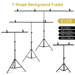 Kit de support d'arrière-plan Portable en forme de T, cadre d'arrière-plan de photographie réglable avec pinces à ressort pour Studio Photo