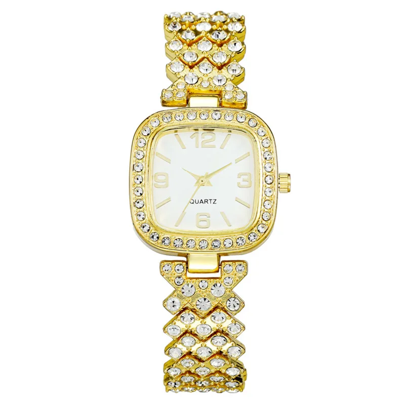 Ladies Quartz Watch Women Fashion Square Diamond Encrusted Digital Watch Quartz Wristwatch Female Watches Girl Gifts Students