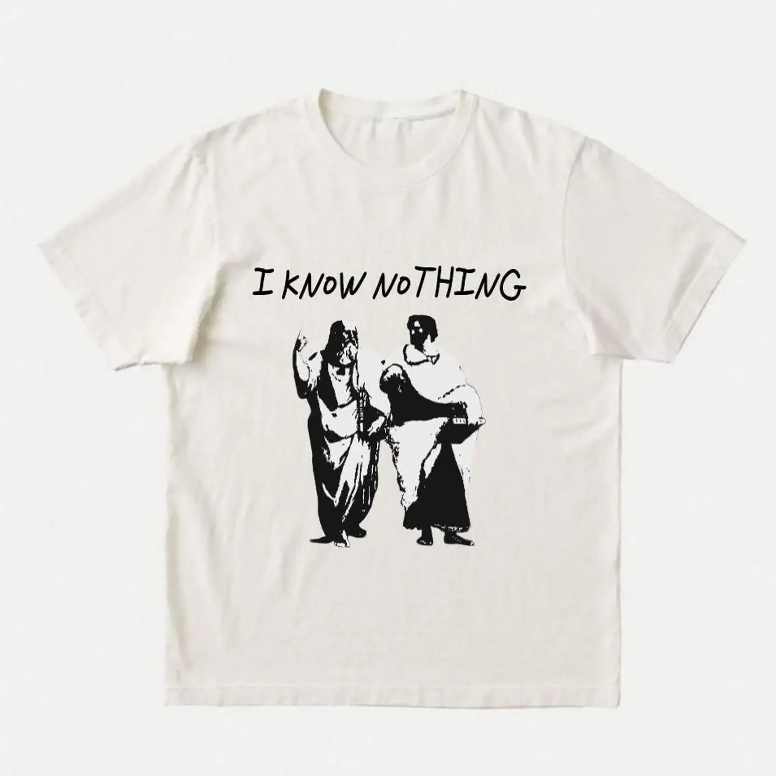 Socrates I Know Nothing Funny Philosopher T Shirt Ancient Greek Philosophy Vintage Stoic GifT vintage Washed Casual streetwear