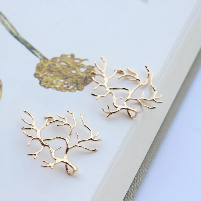 10pcs/lot High Quality Copper Plated Hollow Branch Shape Geometry Charms Connector For DIY Jewelry Necklace Making Accessories