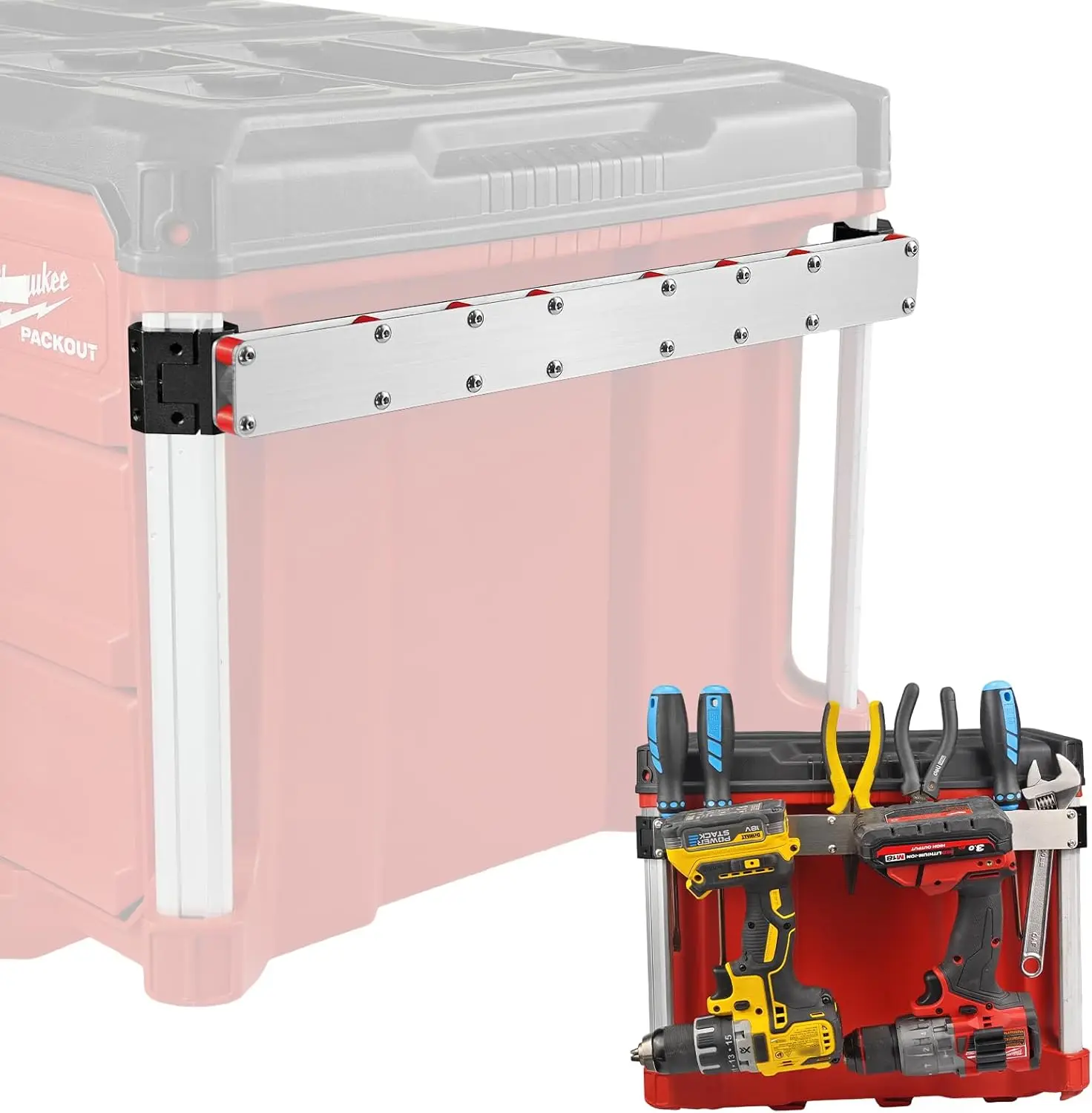 Power Drill Holder Fits for Milwaukee Packout Toolbox,Tape Measure Tool holder,Hanging Screwdrivers, Wrenches on The Side