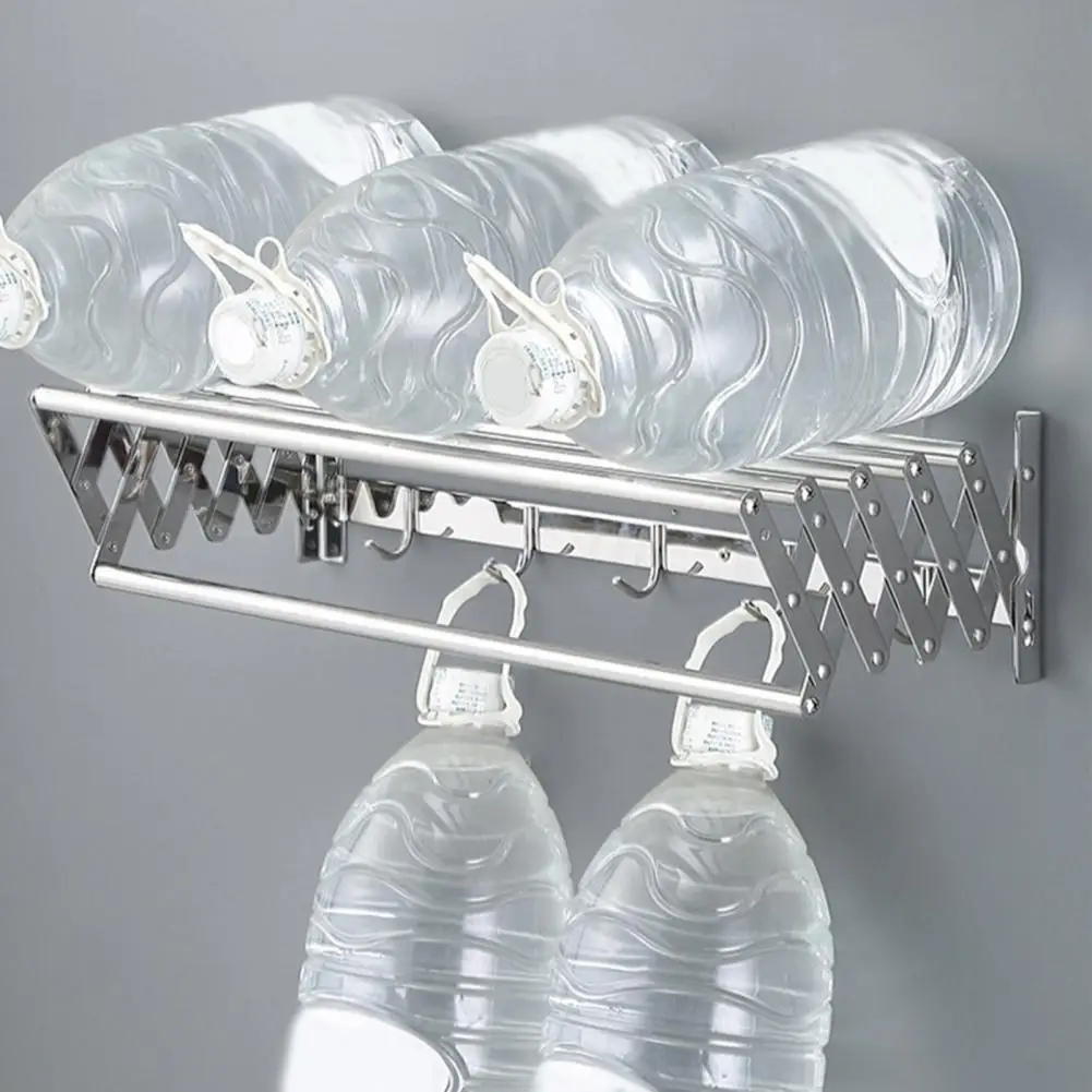 Clothes Drying Rack Wall-Mounted Drying Rack Versatile Foldable Organization Hanger Expandable Retractable Bathroom Laundry Rack view 5