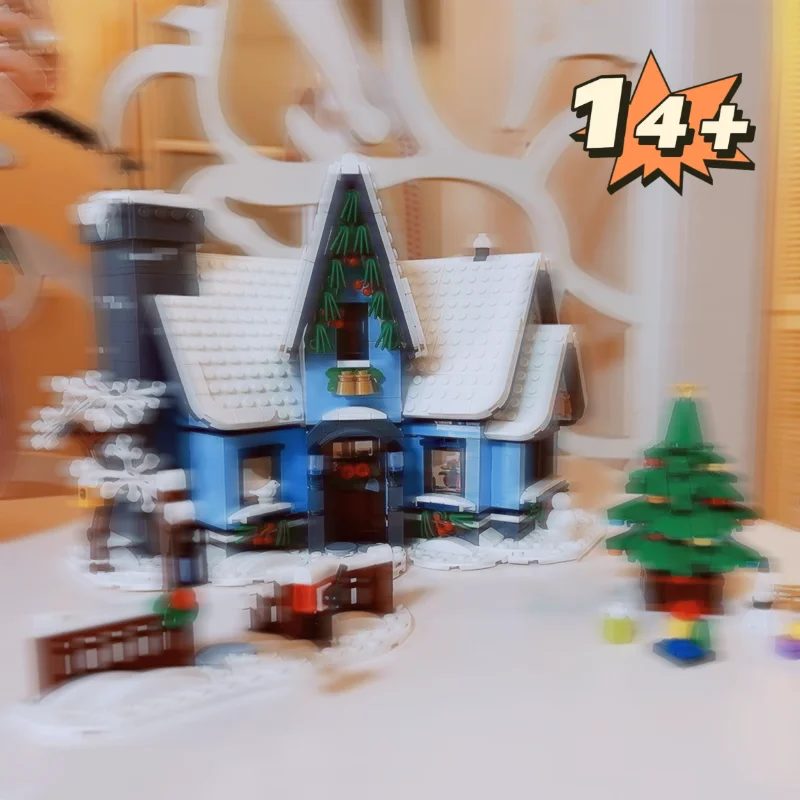 عيد الميلاد ديكور المنزل 705 قطعة سانتا زيارة البيت اللبنات نموذج الطوب قرية عرض الشتاء عرض الشارع اللعب هدية الكريسماس
