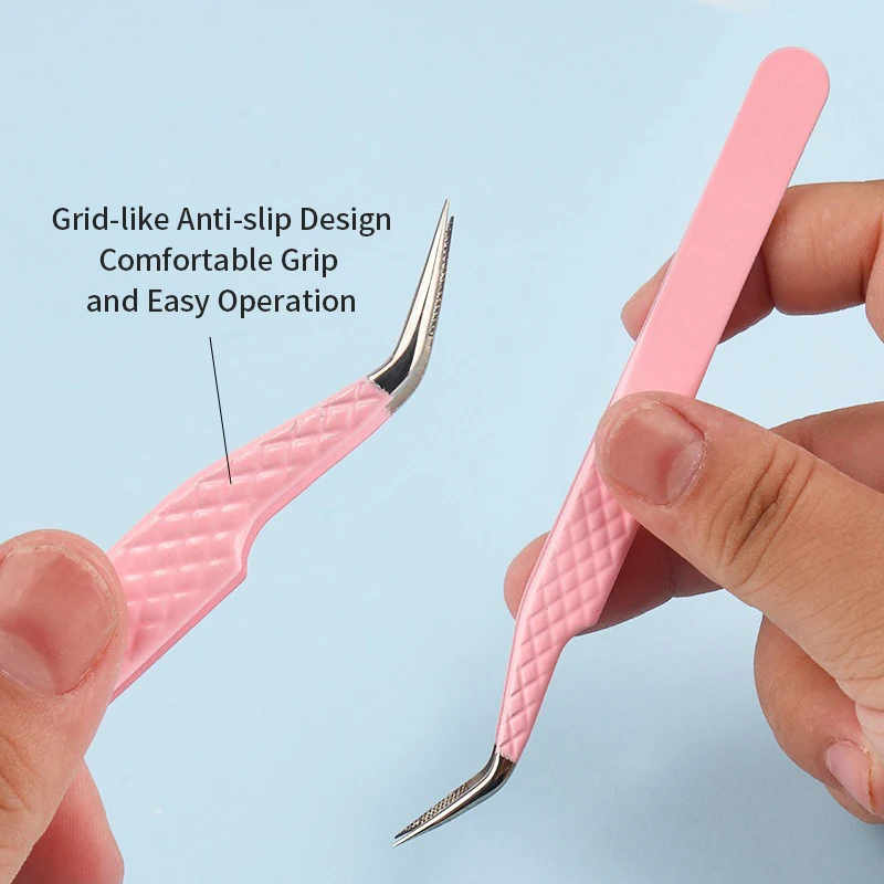 الوردي الألياف تلميح رمش تمديد الملقط حجم العزلة دقيقة لاش الملقط نانو التكنولوجيا الحاجب من AILEISHI ماكياج