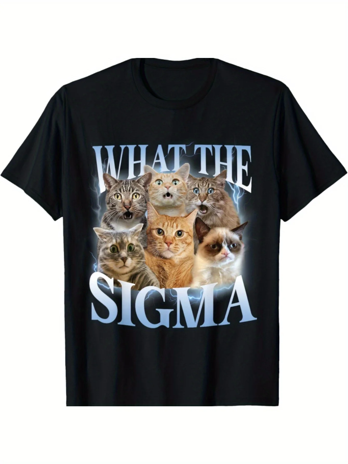 EWH Men Women What The Sigma Funny Meme Cat For Cat Lovers T-Shirt