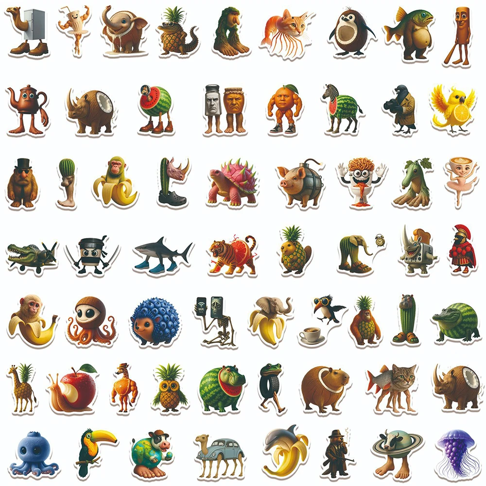 10/30/60 pçs engraçado abstrato animal meme adesivos tung tung sahur italiano brainrot decalques diy bagagem telefone criança adesivo brinquedos