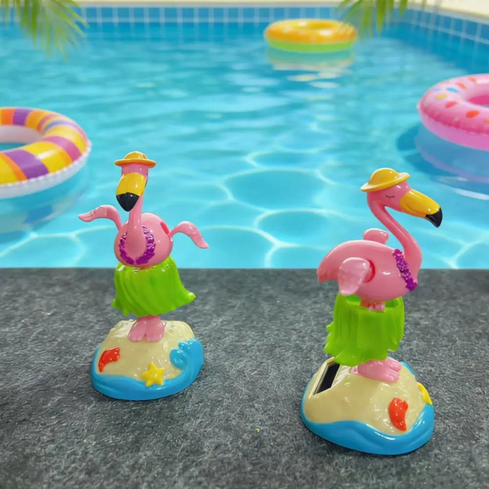 Adornos de Escritorio: Adorno Solar para Coche de Flamenco Adorable con Falda de Hierba Hawaiana, Ondulante para el Salpicadero, Ecológico, para Vacaciones en la Playa