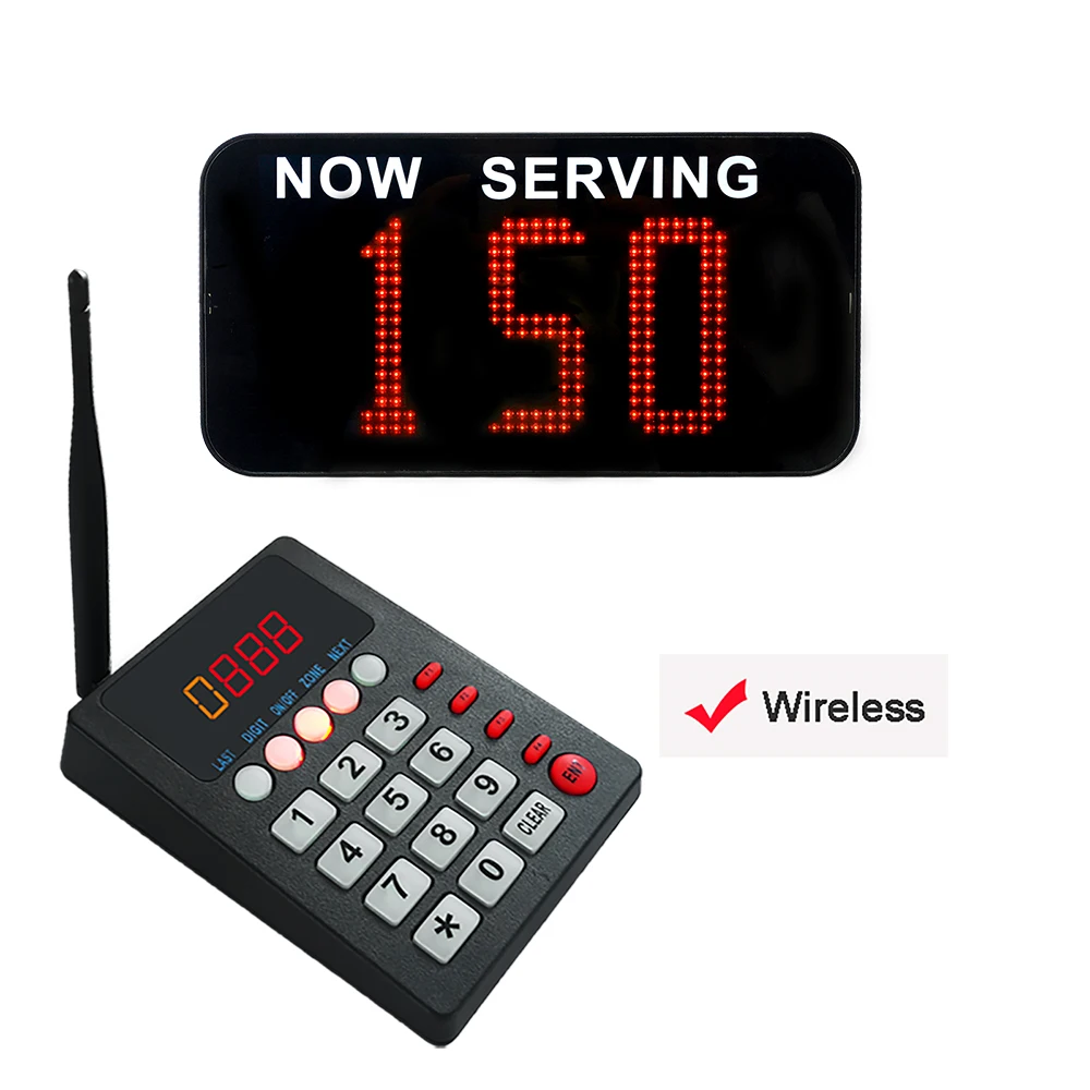 Display Number Counter System Wireless Calling System 3 Digit 1 Keypad Transmitter 1 Display Screen for Bank Service Center