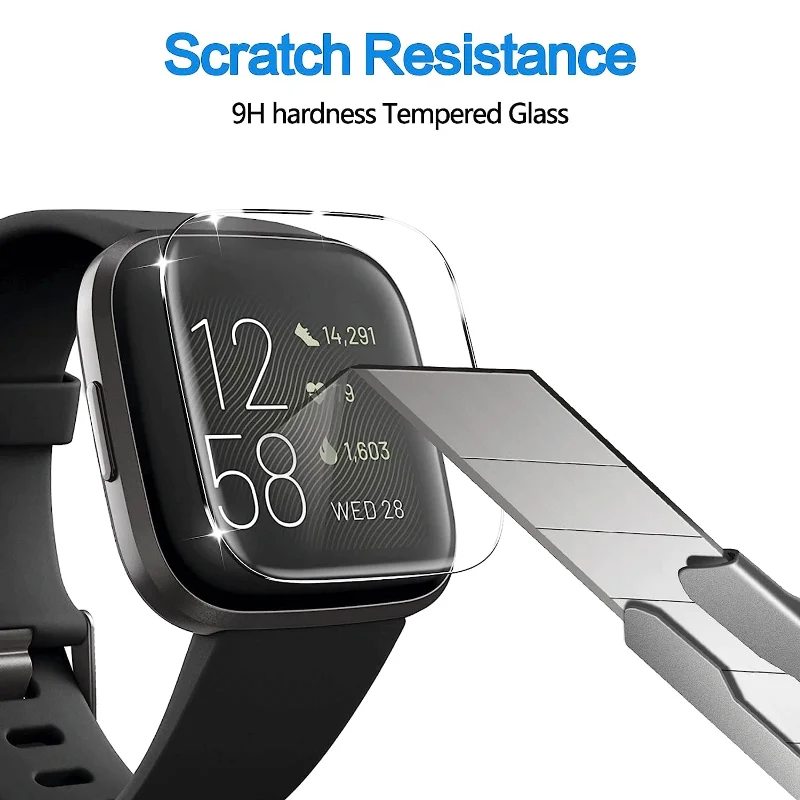 For Fitbit Versa/Versa 2/Lite Smart Watch Tempered Glass Film Full Protection Anti-scratch HD Clear Screen Protector for Versa 2