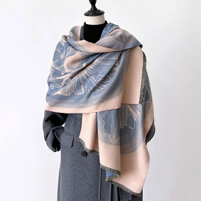 

Fashion New Women's Imitation Cashmere Shawl Autumn Winter Warm Scarf Sunflower Pattern Design Female Large Shawl ﻿