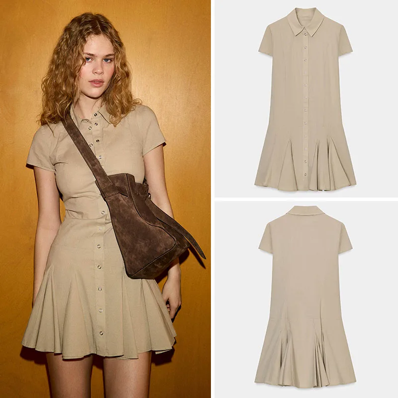 

Spring New Arrival Women's irt Collar ort Sve Dr Sli Trendy Faionable Dr for Young Profional Women