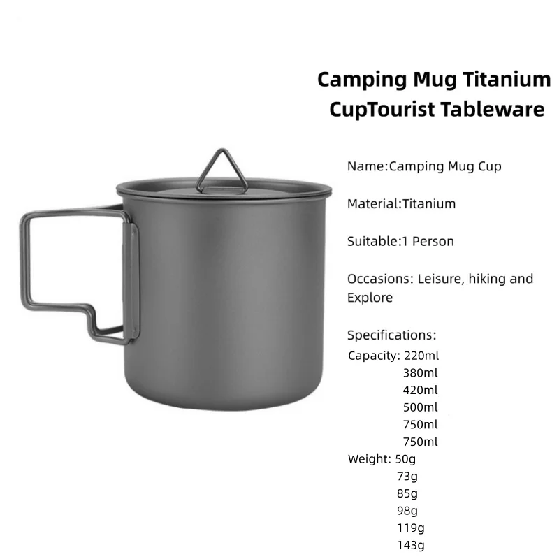 Titan-Campingbecher mit Klappgriff Leichter Tragbarer Outdoor-Becher Kochset Kochgeschirr für Wandern und Reisen – Detail 1