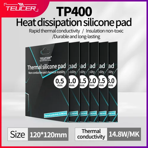 Imagen 1 del producto TEUCER-disipador térmico conductor de calor, almohadilla de silicona conductora de 14,8 W/mk, ordenador portátil, GPU, tarjeta VGA, almohadilla de grasa de refrigeración para CPU