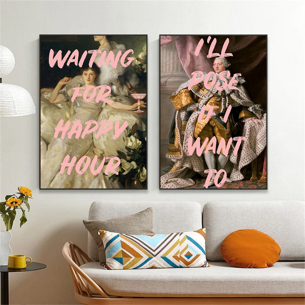 Vintage Funny Quote Art Poster Portrait Oil Painting Prints Wall Art I Am Fashion Art Print Classical Canvas Painting Room Decor image 4