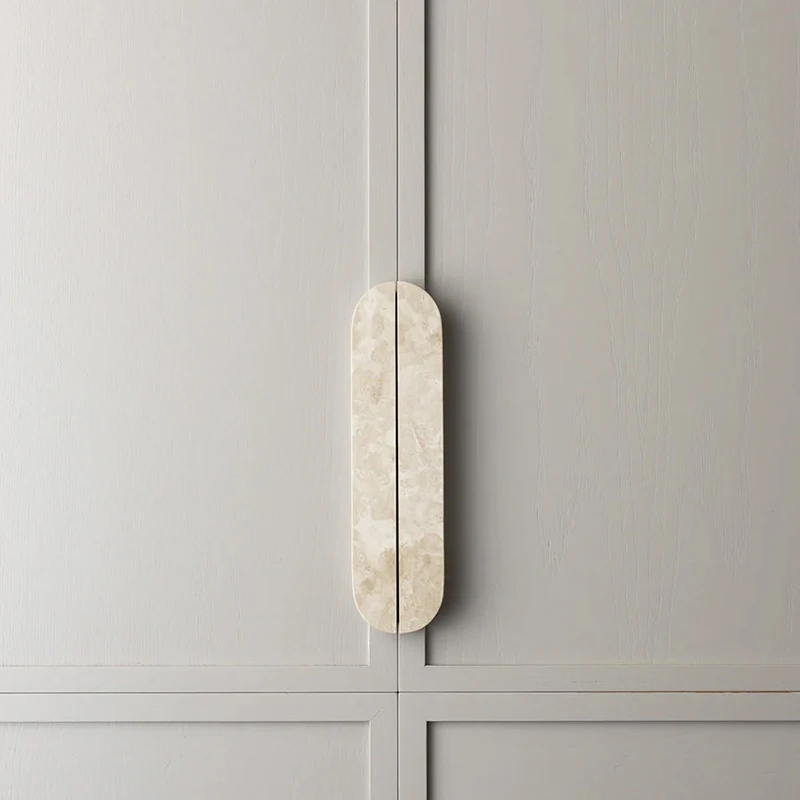 خمر باب الأثاث درج مقبض فاخر البيج الأصفر الترافرتين حجر الرخام مقبض خمر مقبض مخزن ديكور المنزل