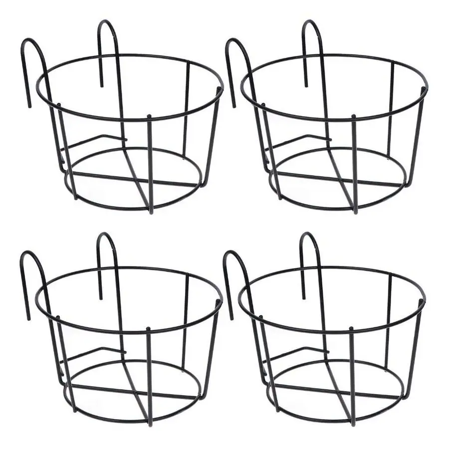 

Pack Hanging Planters for Railings Rail Planter Hanging Baskets Flower Pot Holders Iron Plant Racks Metal Fence Planter Potted S