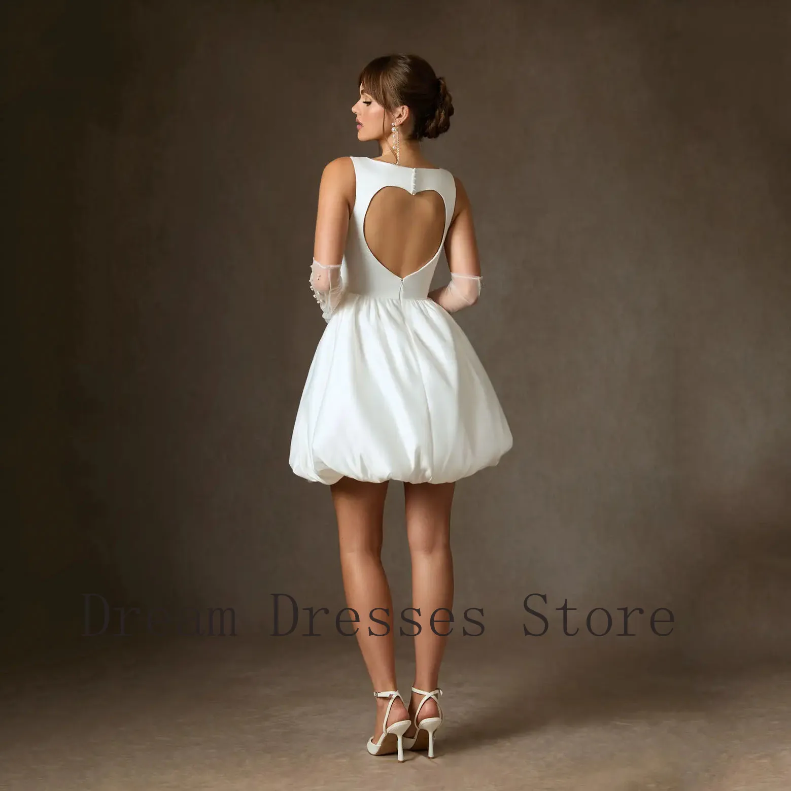 

Customized Classic Charmeuse Pleat Pearl A-line Square Neck Mini Dresses Bespoke Occasion Dresses Fashion Elegant High quality