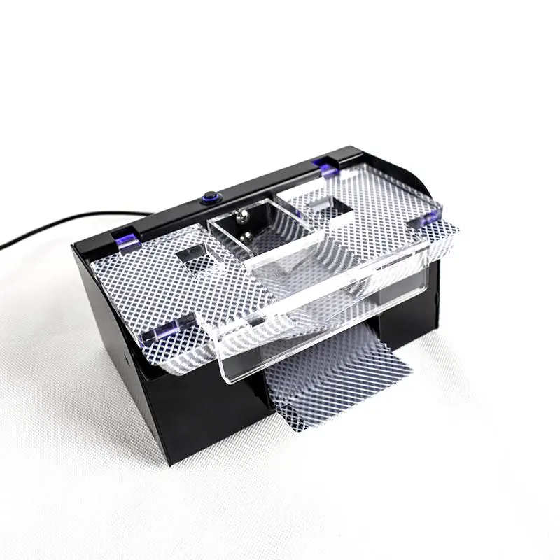 High Speed 2 Decks Automatic Card Shuffler Machine Red Blue Light Electric Poker Dealer Shuffler for Board Game view 5