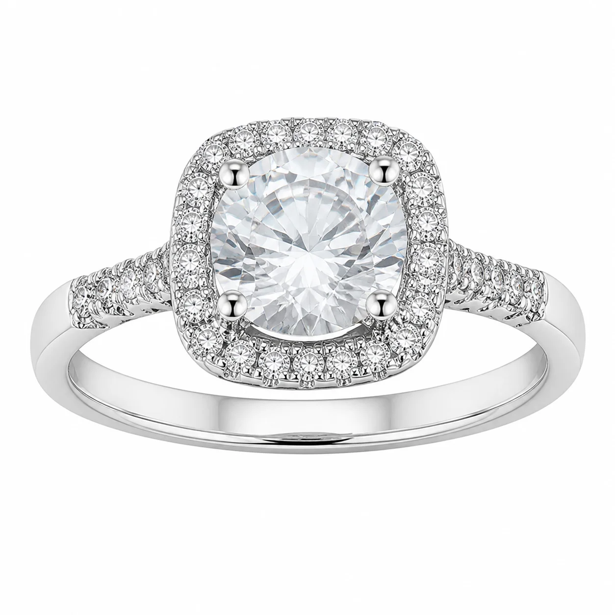 Elegant square-shaped copper ring with zircon inlay featuring light luxury aesthetic silver-tone electroplated finish designed f