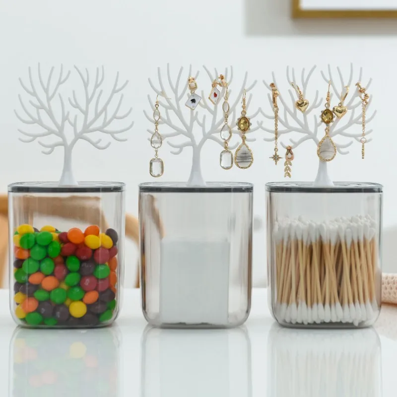 Creative Antler Jewelry Holder Cotton Swabs Container Cosmetic Makeup Cotton Pad Q-tip Organizer Acrylic Storage Box