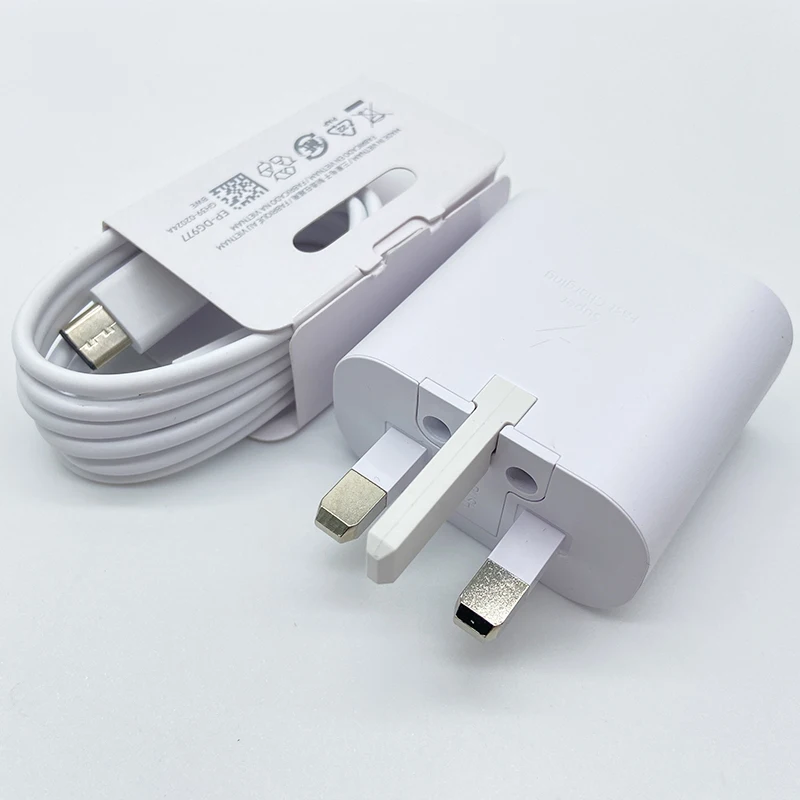 Samsung Galaxy S24 S23 s25 Plus s21feZ Fold 6 5 Flip 4 Super Fast Charger PD 25W Quick Charging UK Plug Adapter USB Type C Cable 1