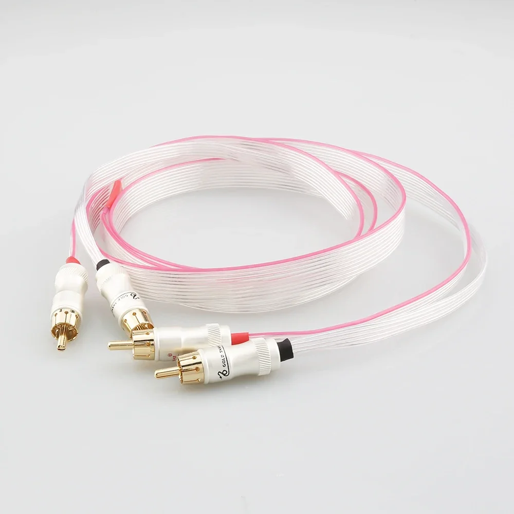 Cabo de sinal plano banhado a prata Heven OCC branco HiFi com cabo de interconexão RCA banhado a ouro para Nordost
