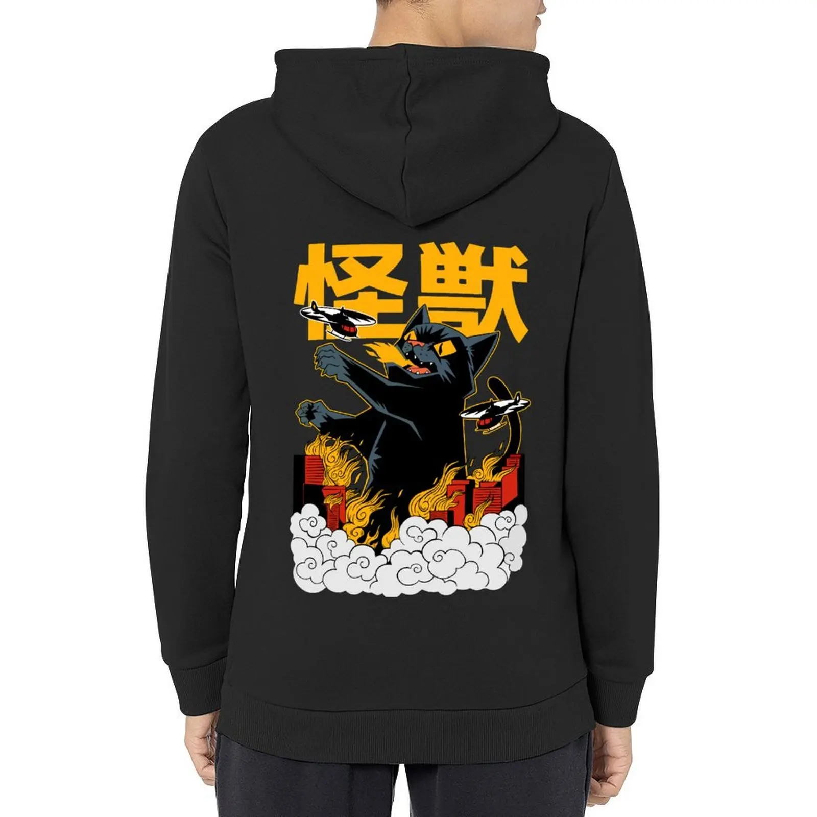 

Japanese Cool Cat Zilla Funny Cartoon Style Hoodie korean style clothes korean clothes men clothing men clothes oversized hoodie