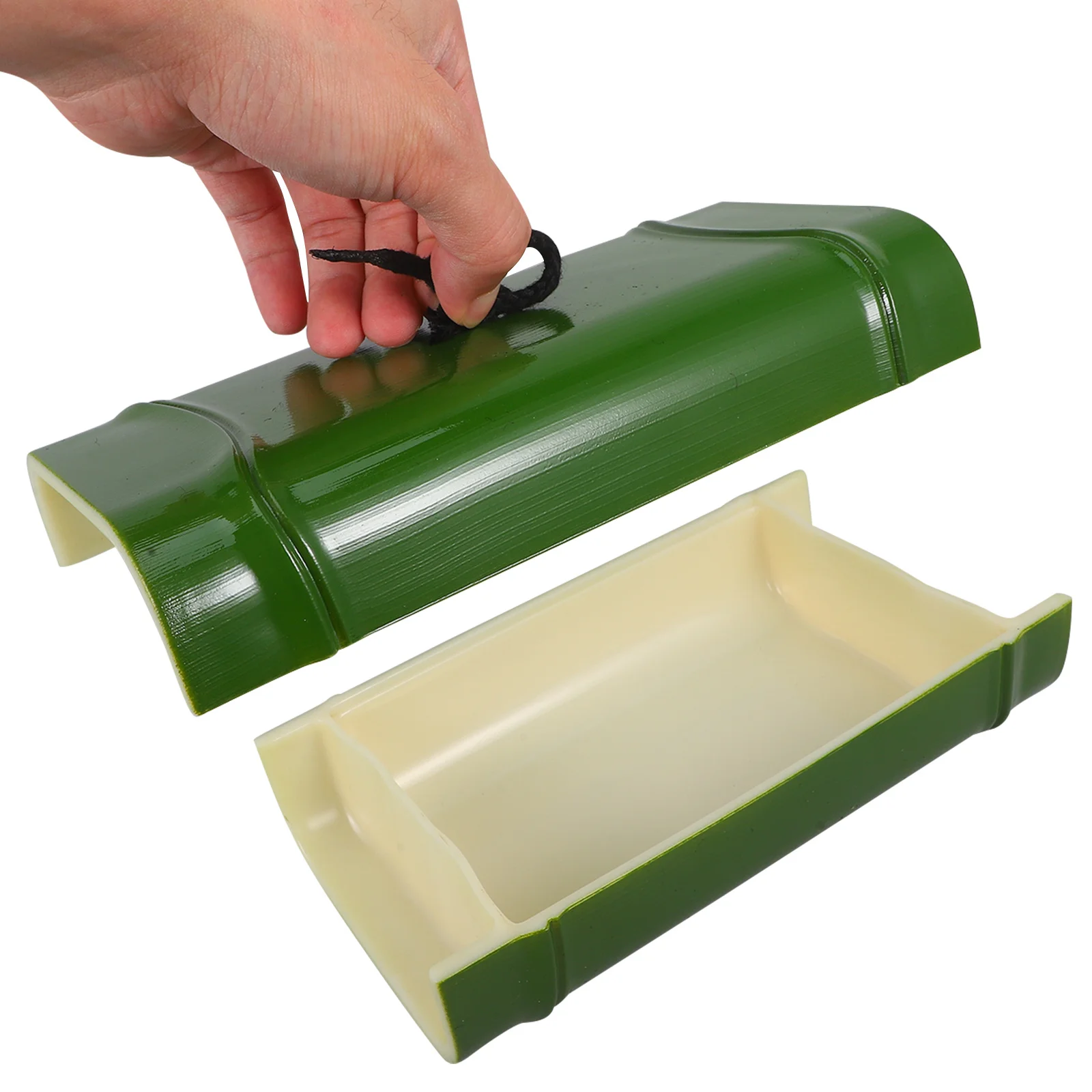 

Bamboo Style Sushi Serving Plate Lightweight Plastic Sushi Tray Japanese Style Snack Food Display Dish for Restaurants