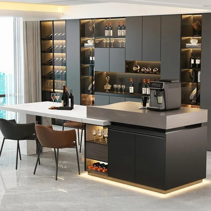 

Island table integrated household down table light luxury guide table plus kitchen island cabinet separate rock slab bar