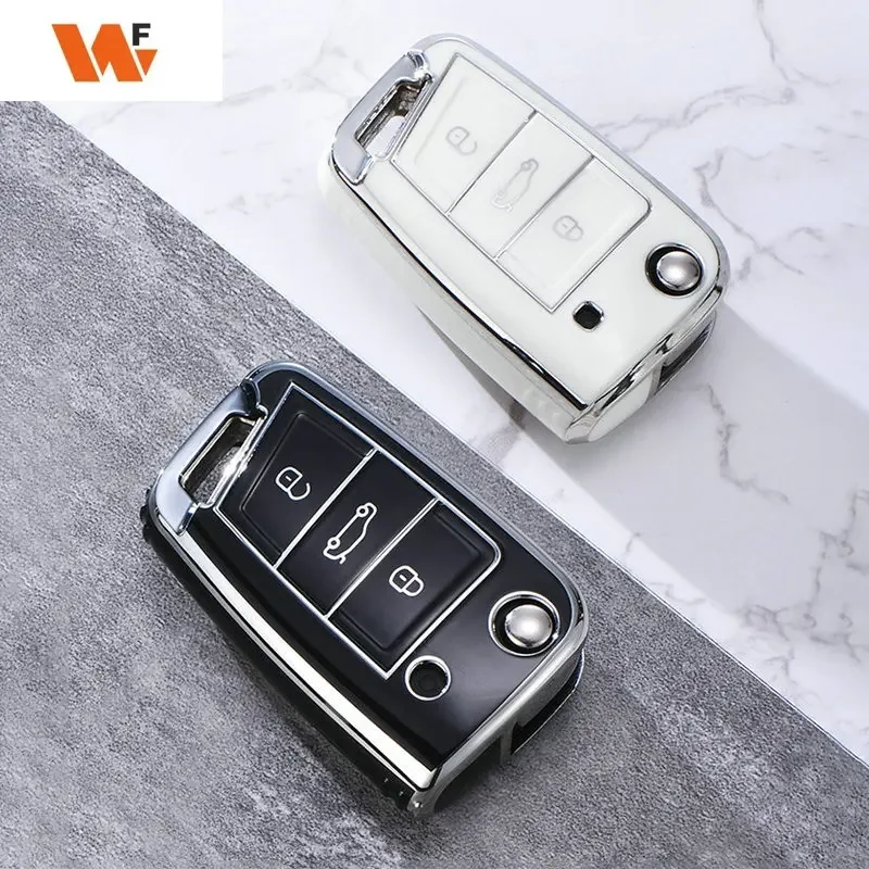 

3 4 Buttons Car Key Case Cover Fob For VW Volkswagen Golf 7 MK7 Tiguan MK2 For SEAT Ateca Leon FR 2 Ibiza For Skoda Octavia A7