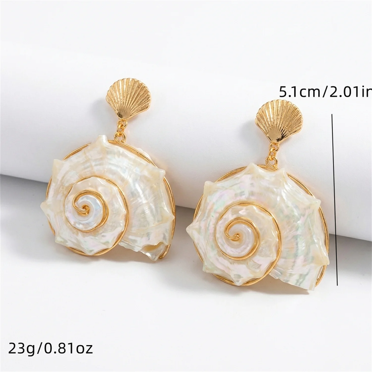 Neue Design-Muschel-Ohrringe für Damen, übertriebene unregelmäßige Muschel-Ohrringe, Sommer-Strand-Urlaubsschmuck, Geschenke – Detail 6