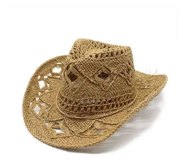 Straw Western Cowboy Hat for Women Men Classic Vintage  display picture 3