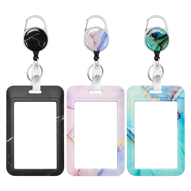 Name Card Holder & Retractable Badge Reel Set, Badge Holder with Retractable Reel Lobster Clip for Access/Identity Card