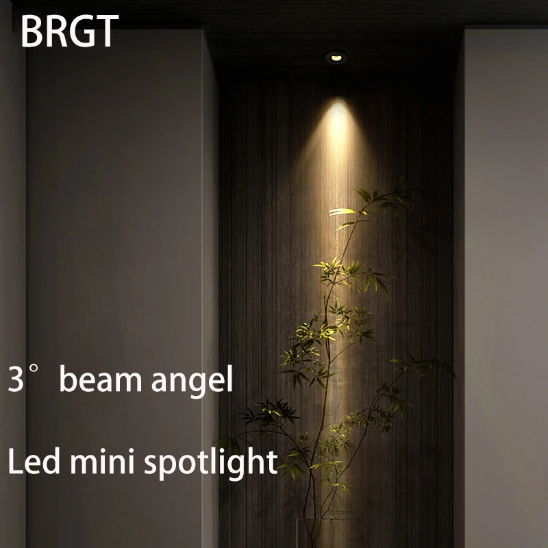 BRGT Led Mini Spotlight COB Small Spot Light Recessed 3° 5° 8° 15° Beam Angle Ceiling Lamp For Wine Cabinet Jewellery Artwork