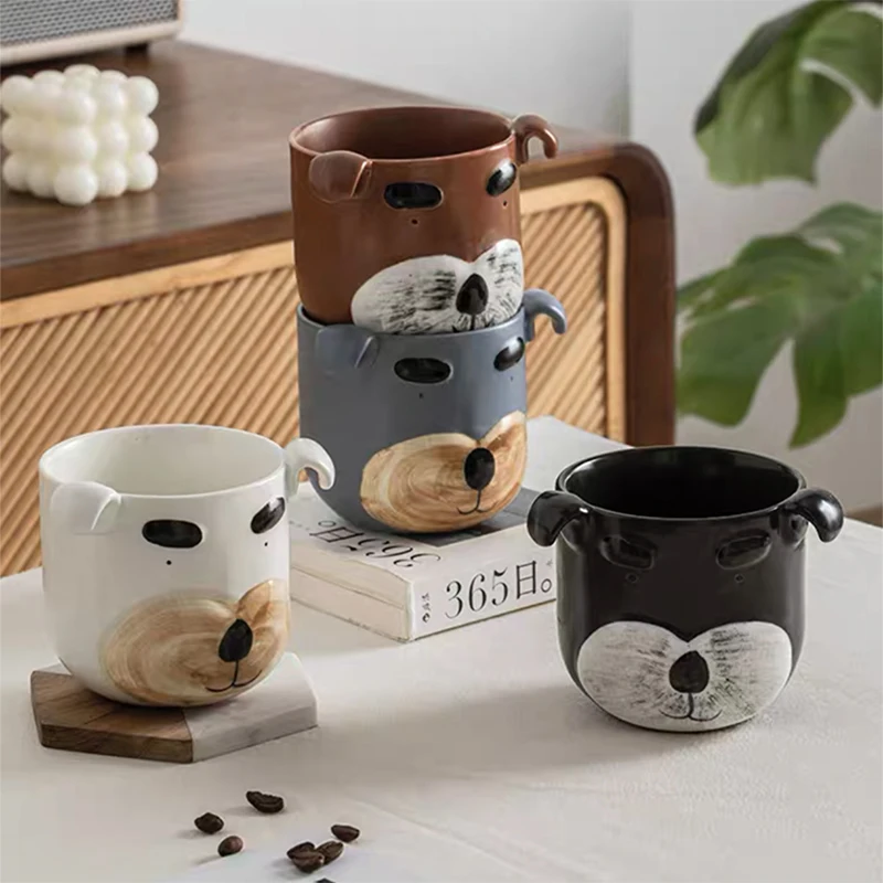 

Creative Dog Shaped Ceramic Mug Large Capacity Coffee Cup Office Milk Beverage Cups Household Couple Handheld Mugs Drinkware