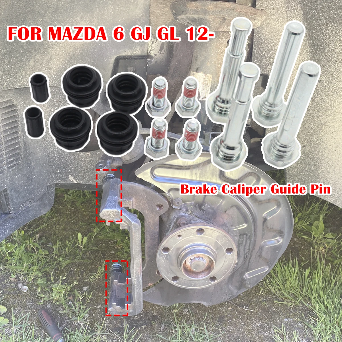 

14pcs FOR MAZDA 6 GJ GL 2012 2013- Brake Caliper Cylinder Slider Guide Pin For Disc Housing Bolts Rubber Bushing Boot Seal Kit