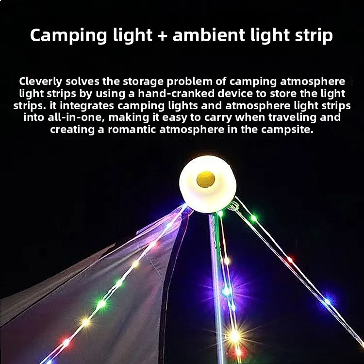 Outdoor Multifunctional Tape Measure Camping Lantern USB Rechargeable LED String Lights