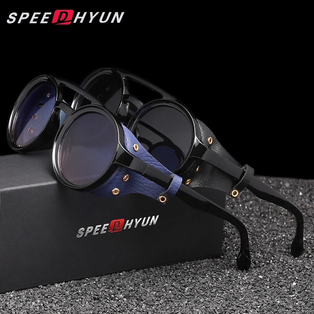 

2 шт. SPEEDHYUN стимпанк солнцезащитные очки в круглой оправе UV400 мужские и женские модные ретро очки унисекс для вождения на открытом воздухе летние очки