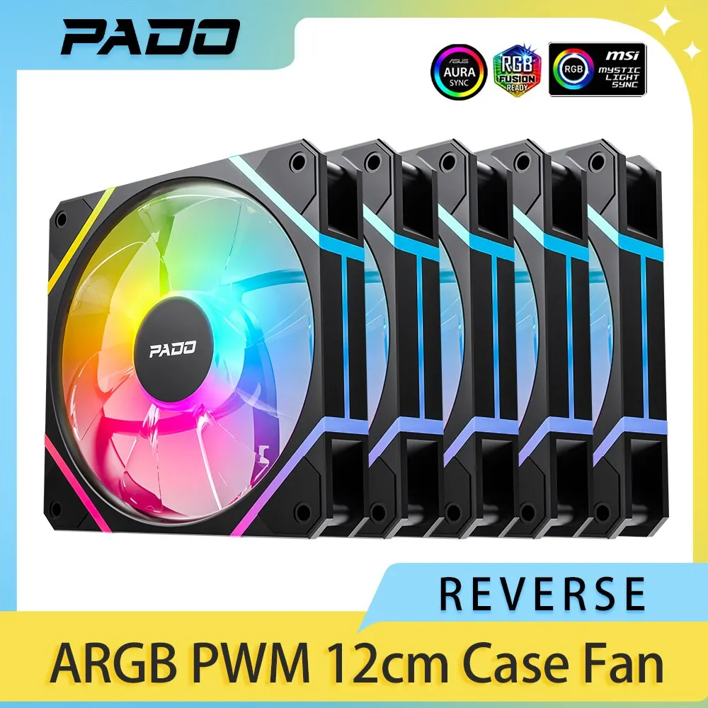 Aigo Pado G12 Computer Case Fan Ventoinha PC 120mm Rgb Fan Kit Water Cooler 4pin PWM CPU Cooling Fan 3pin5v Argb 12cm Ventilador