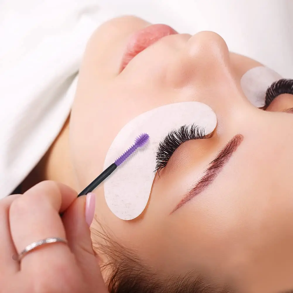 50 cepillos de silicona morados para pestañas, varitas desechables para rímel con forma de bola ajustable para extensiones de pestañas y maquillaje
