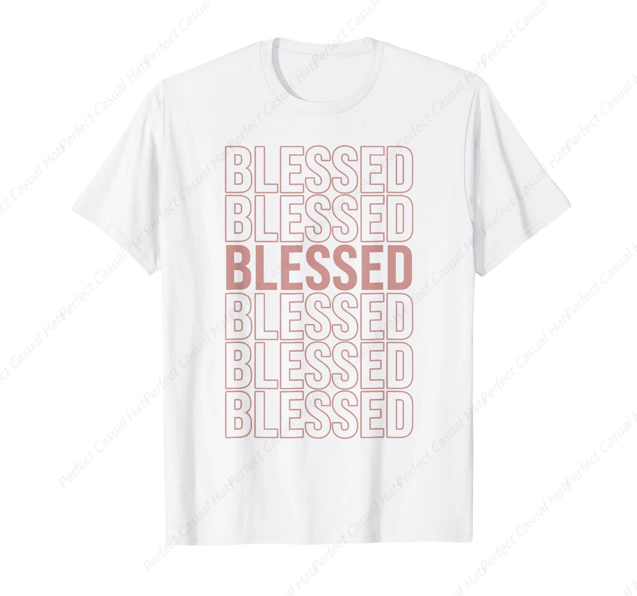 

Vintage Blessed Printing T-Shirt Men Women Cotton Shirt Leisure O-Neck Tee