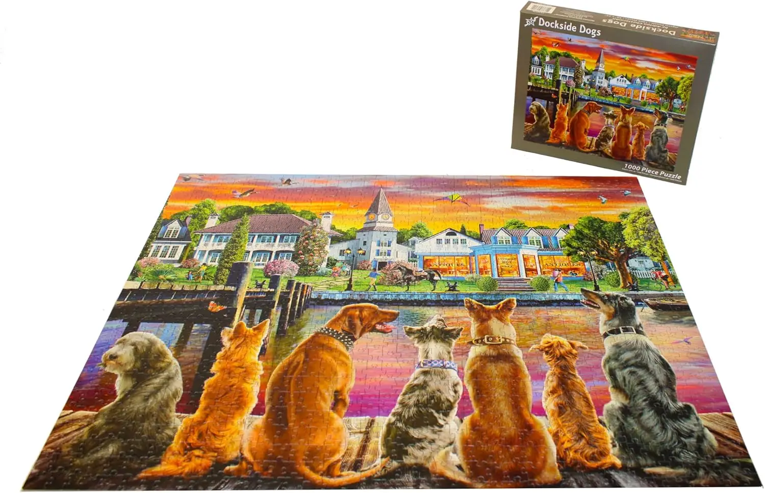 300/500/1000 Pcs Dockside Dogs Jigsaw Puzzle Wooden Puzzle for Gameroom Bedroom Livingroom Party Decor Holiday Holiday Gift