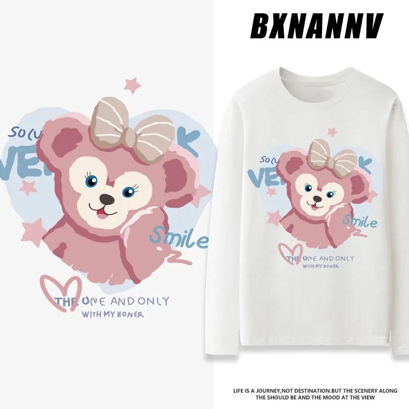 Disney Joint T-shirt Women Long Sleeve Linabelle Star Delu Love Printed Original Style Girls Cotton Clothes