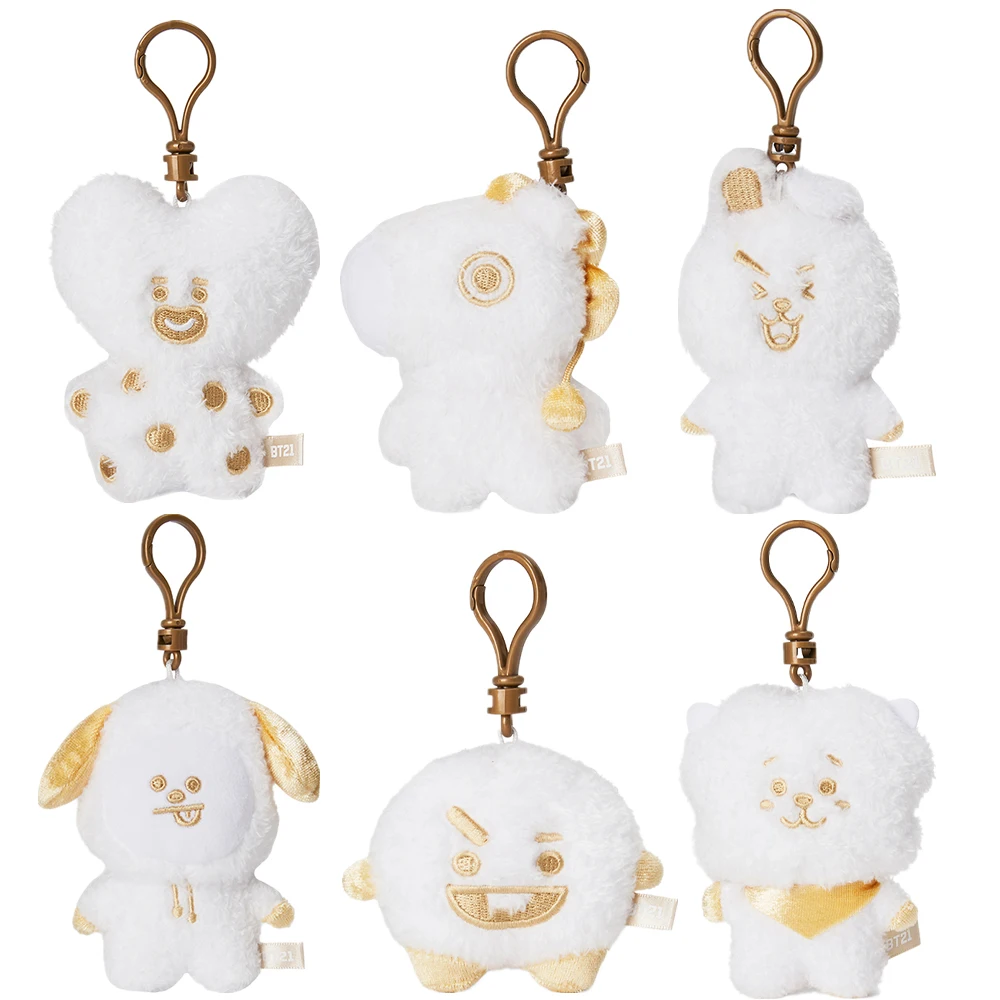 Bt21 Kawaii Cartoon Plush Doll Keychain Anime RJ KOYA CHIMMY TATA COOKY SHOOKY MANG Soft Stuffed Plushie Bag Pendent Gifts Toys