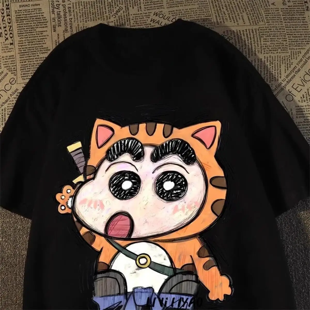 Crayon Shin Chan and Shiro Pure Cotton Short Sleeve T Shirt Men Summer Loose Casual Comfortable Versatile Top