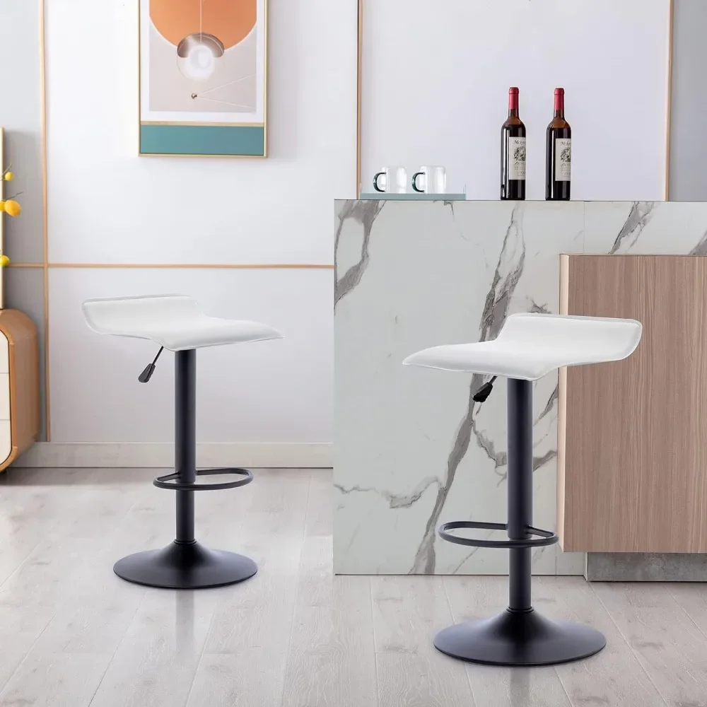 Ajustável Backless Bar Stools Set, giratória moderna, PU de couro, Airlift Barstools, cozinha Counter Altura, cadeira de bar, conjunto de 2